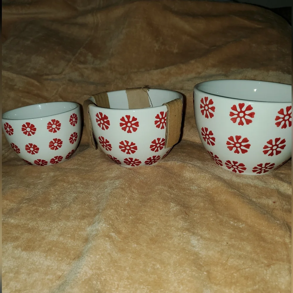 NWB Crate&Barrel Red and White Decorative Bowls